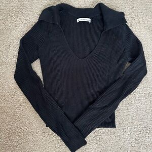 Abercrombie & Fitch Black Ribbed Crop Sweater
